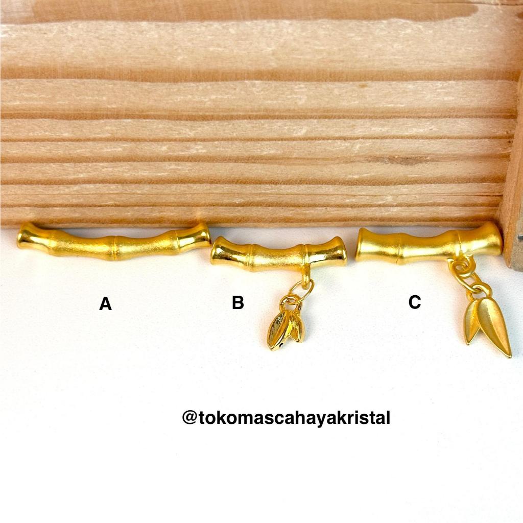 Charm Emas Bambu Daun / Tulang / Pipa / Tabung 24k- Gold Bracelet