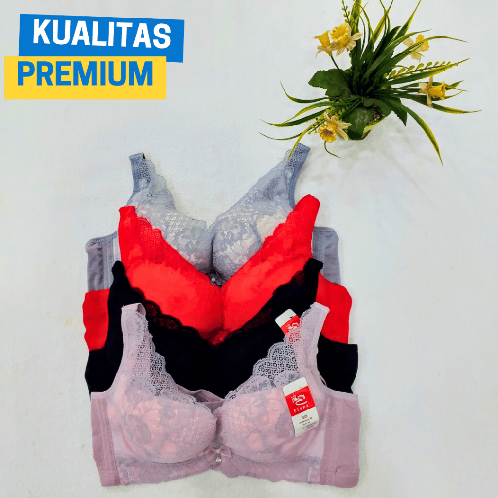Bra Elena Wanita Dewasa Premium Busa Push Up Cup Sedang Berkait 4 Korean Style - BH Elena 24496B siz