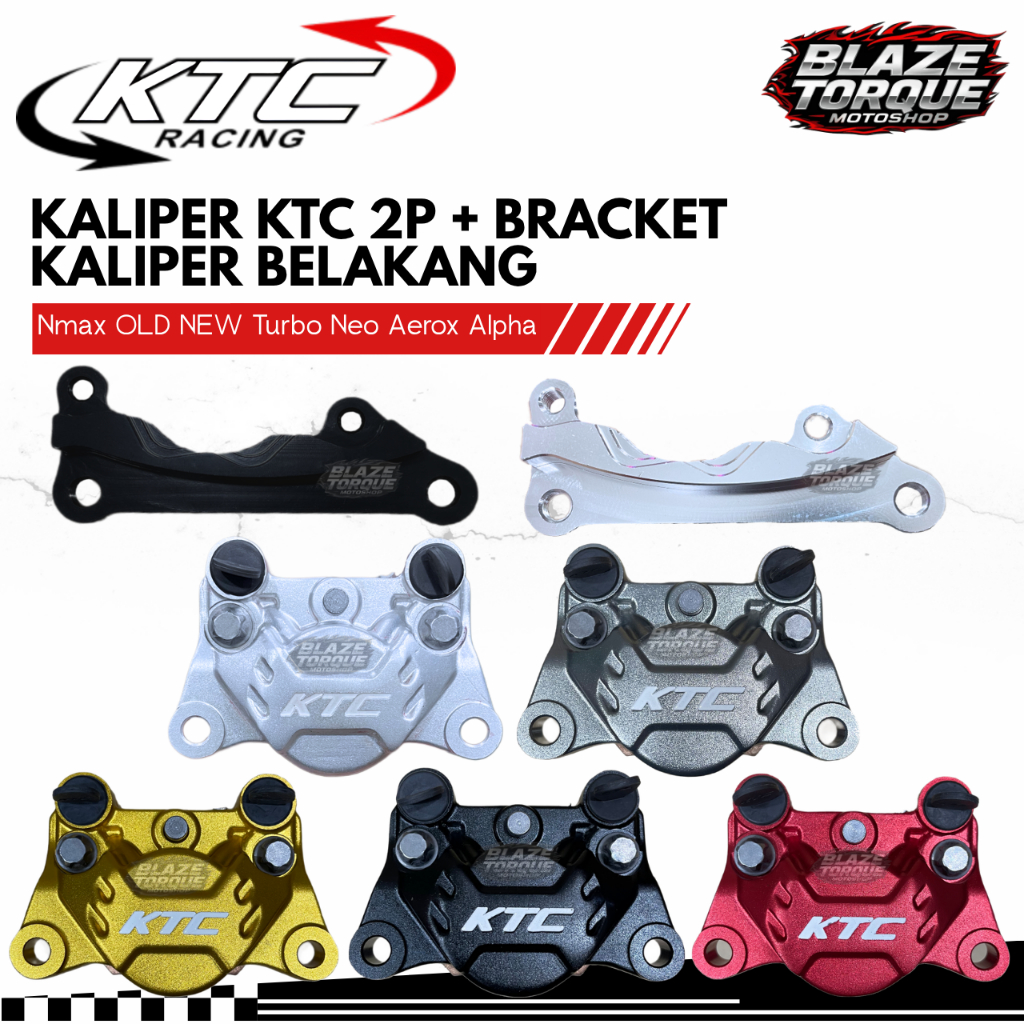 Kaliper KTC 2 Piston 2P + Bracket Kaliper Disc Belakang Nmax Turbo Old New Neo  Aerox Alpha