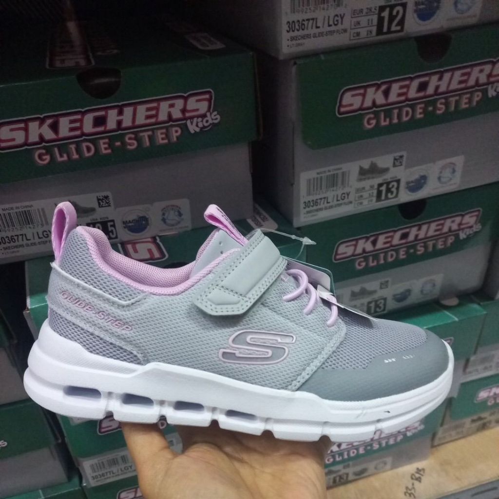 Skechers Kids Glide Step Flow Girl's Lifestyle Shoes -Lt Gray