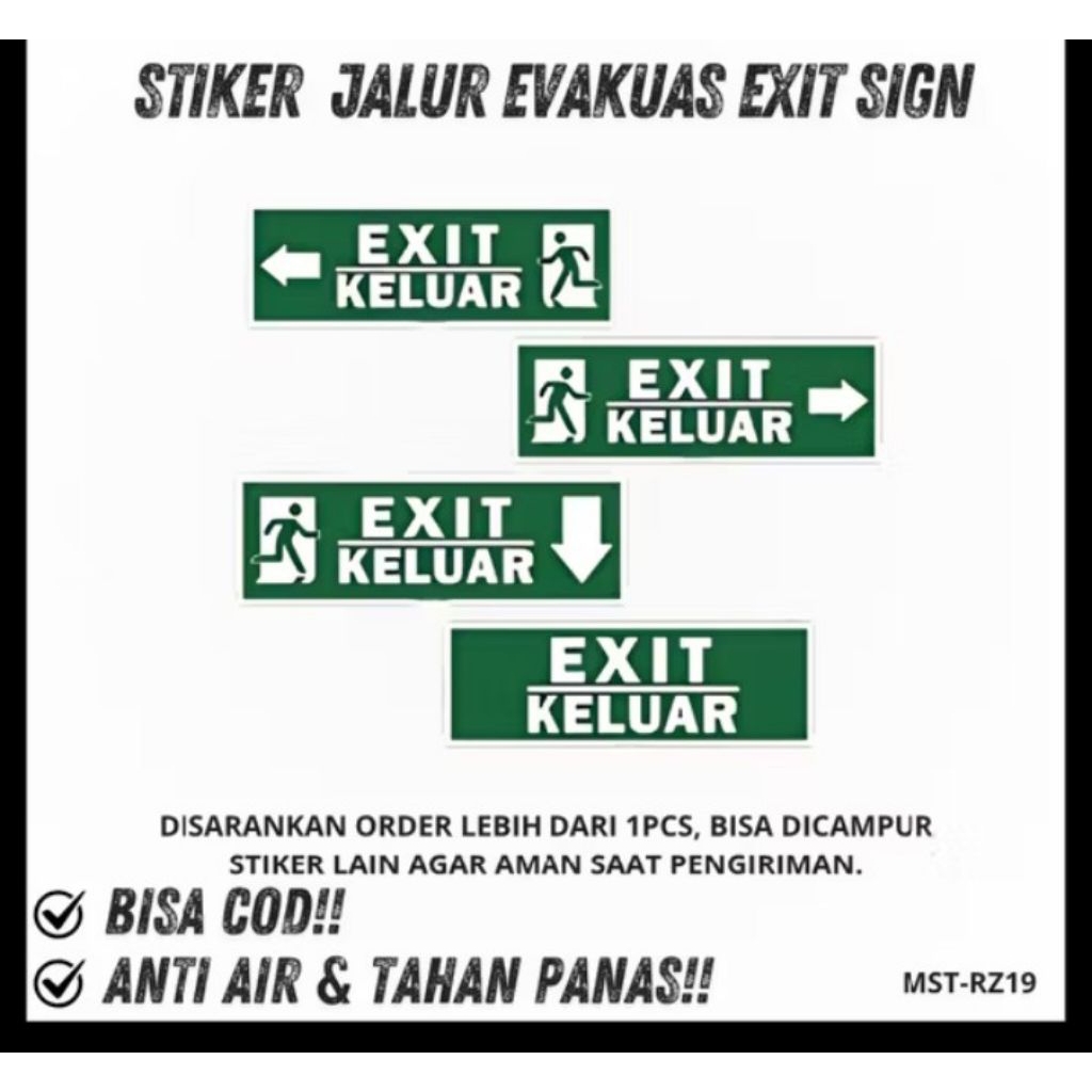 Stiker Jalur Evakuasi Exit Sign