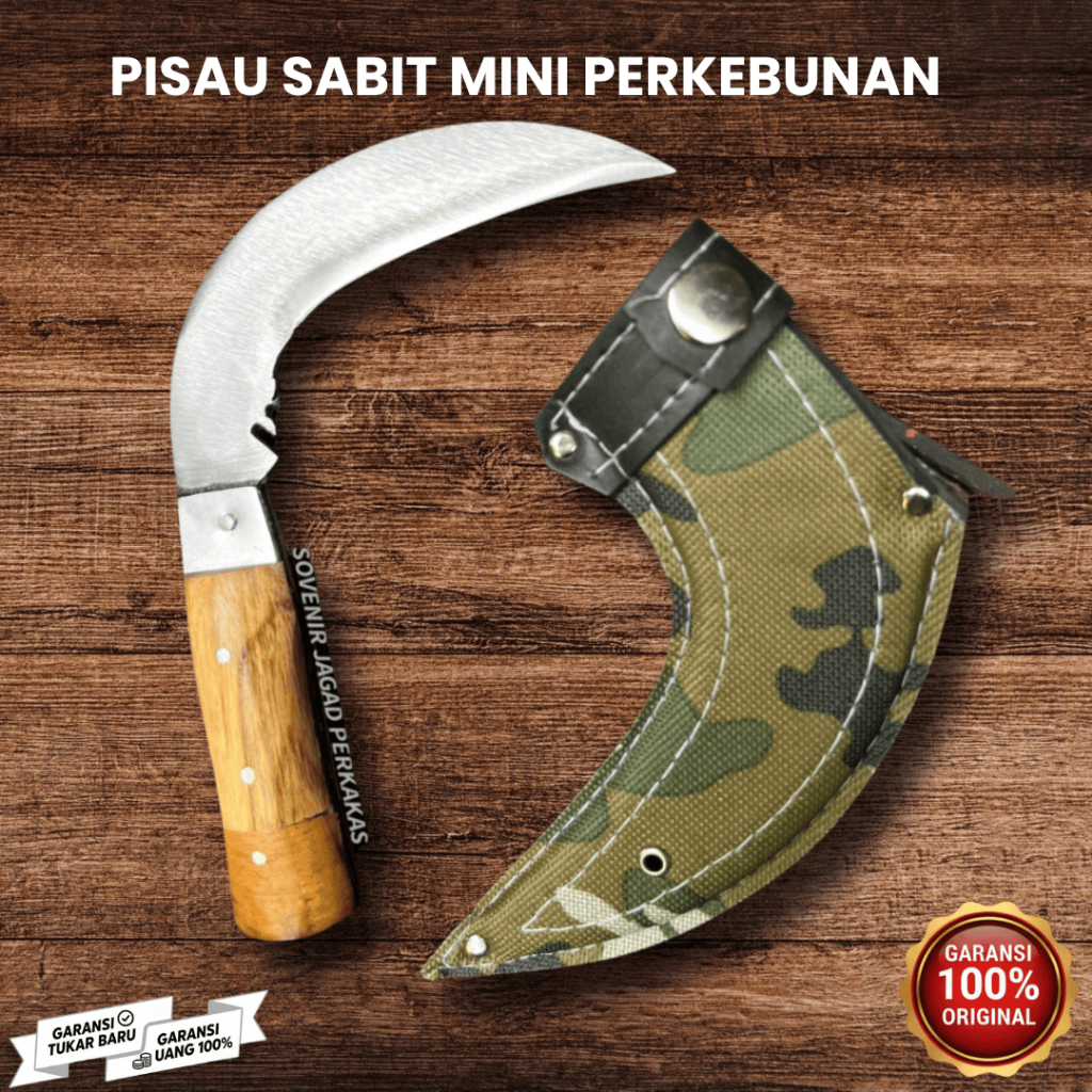 PISAU SABIT Peralatan Berkebun Pertanian Padi Buah Sayur Rumput Baja Asli Fulltang Mini Taman Kebun