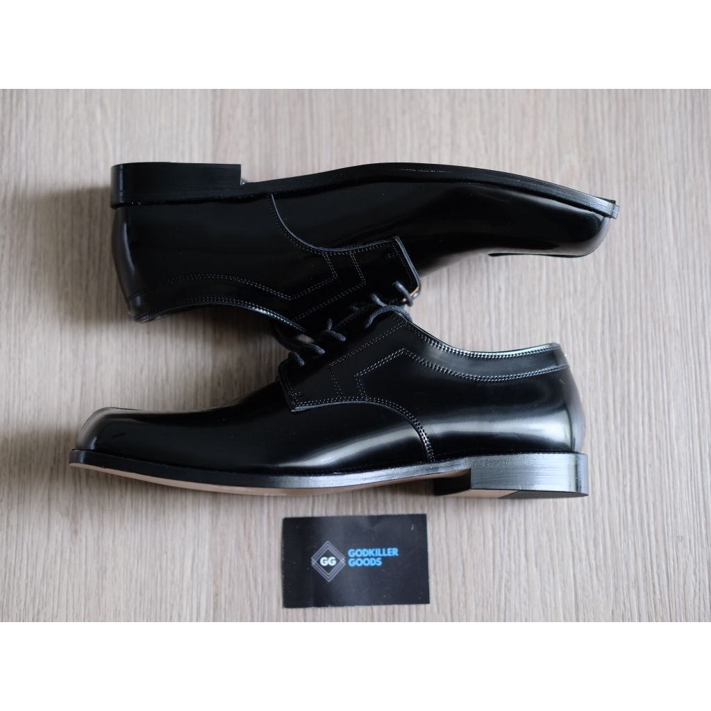 Tabi Loafer Maison Margiela Lace Up Brushed Calfskin Leather Black Authentic GK