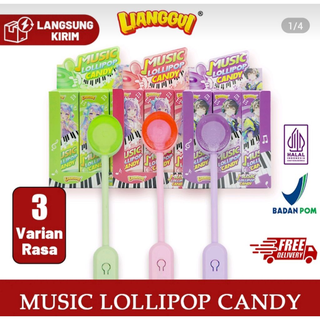 Lianggui Music Lollipop Candy Permen Lollipop Buah Bentuk Stick dengan Melodi Lagu Per 1 pc