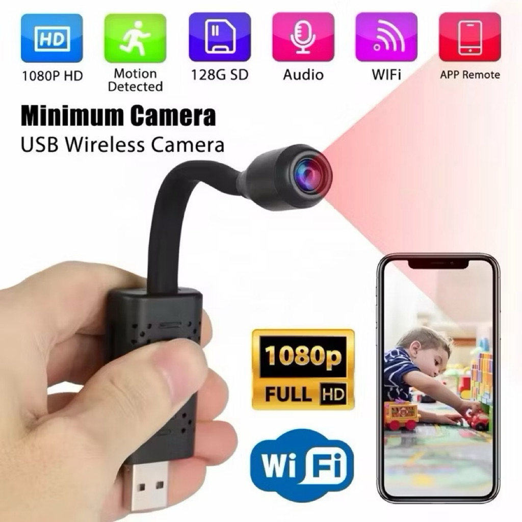 KAMERA WIFI CCTV USB APP V380 PRO HD 1080P FLEKSIBEL CCTV MINI SPY USB TANPA KABEL KONEKSI KE HP