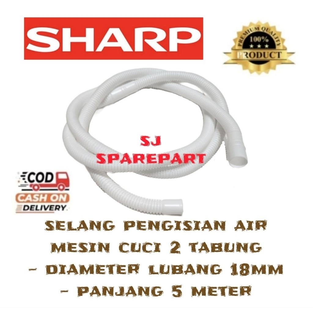 [ 5 METER ] SELANG PENGISIAN AIR MESIN CUCI SHARP 2 TABUNG / SELANG MASUK AIR / SELANG ISI AIR / SEL