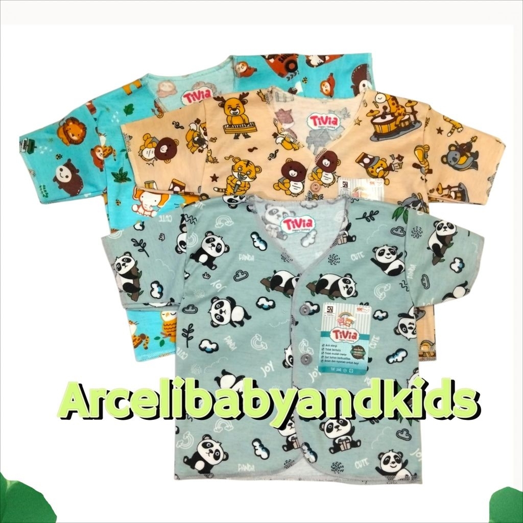 TERBARUU ((6pcs)) Baju Bayi Baru Lahir Lengan Pendek Motif full print Halus dan lembut 0-3 Bulan / B