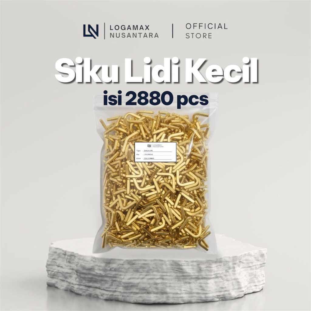 (20 GROSS / ±2.880 PCS) SIKU LIDI KECIL EMAS LOGAMAX/ SIKU SUDUT BUKU / SIKU BUKU WISUDA / SIKU BUKU
