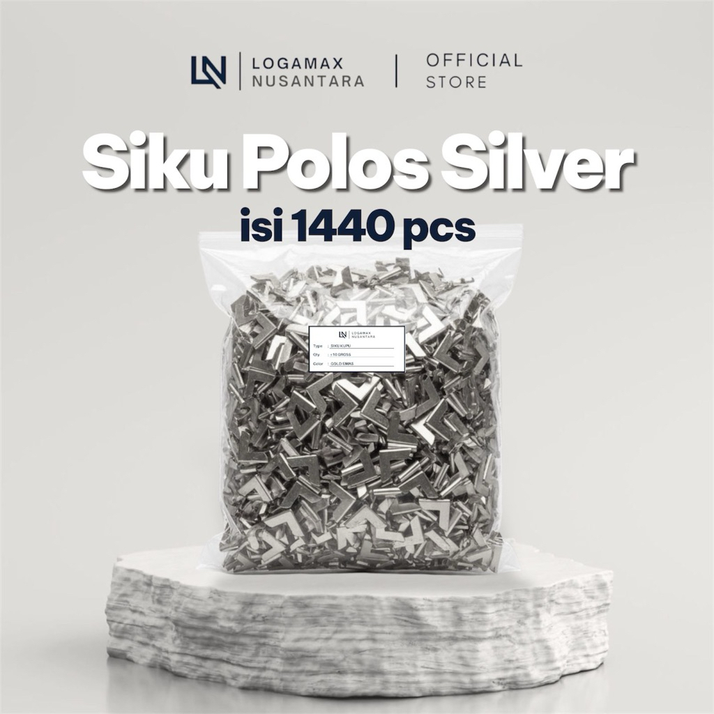 (10 GROSS / 1.440 PCS) SIKU POLOS 2CM LOGAMAX/ SIKU SUDUT BUKU / SIKU BUKU WISUDA / SIKU BUKU YASIN 