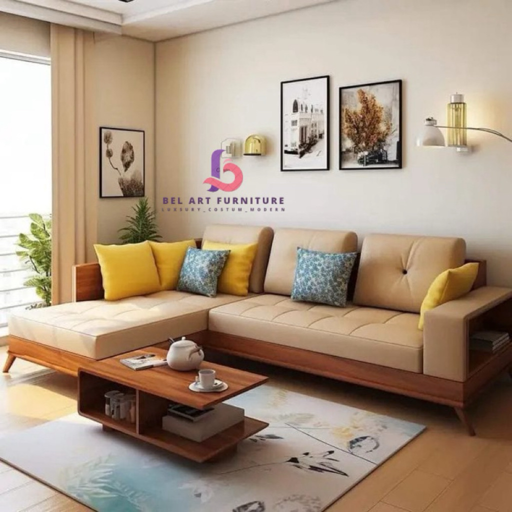 kursi tamu minimalis kayu jati/kursi sudut L jati minimalis