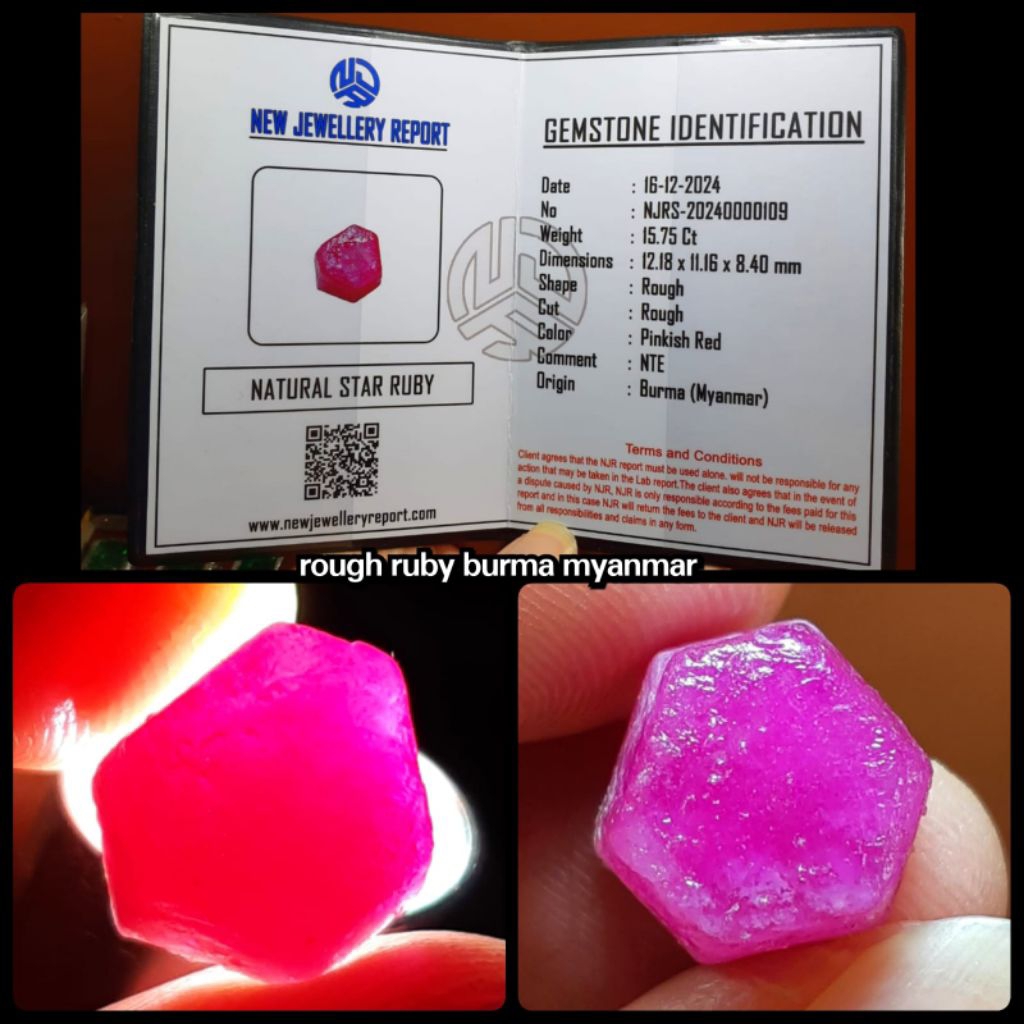 natural bongkahan Ruby Star Burma jumbo HQ
