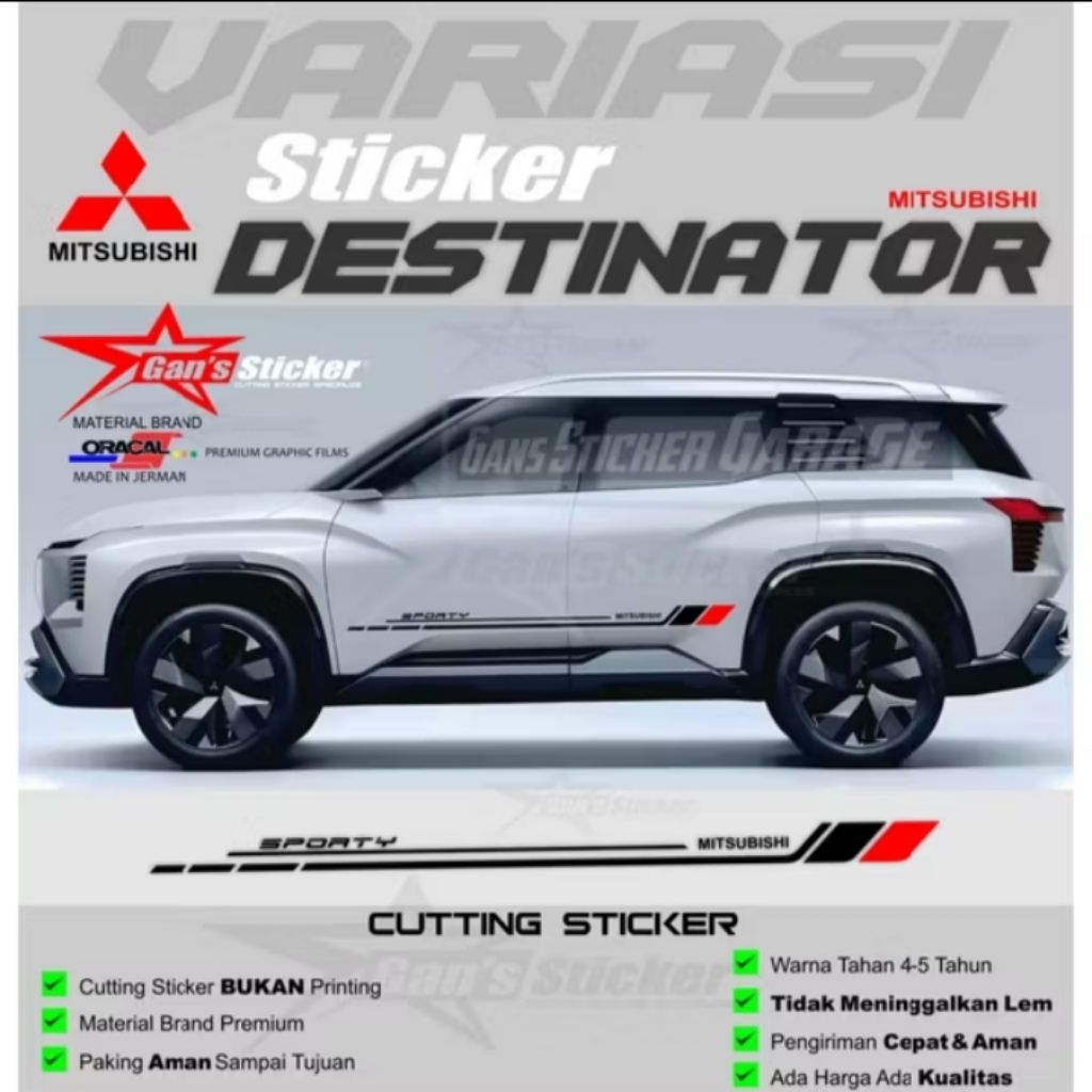 Sticker mobil Mitsubishi destinator stiker list minimalist mobil Mitsubishi destinator keren terbaru