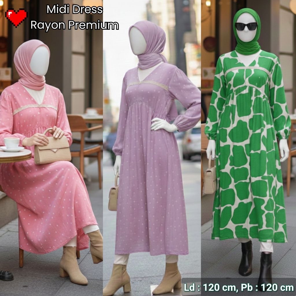 Long Tunik Jumbo LD 120 Pb 120 cm/ Midi Dress Rayon V Neck Jumbo busui dan wudhu