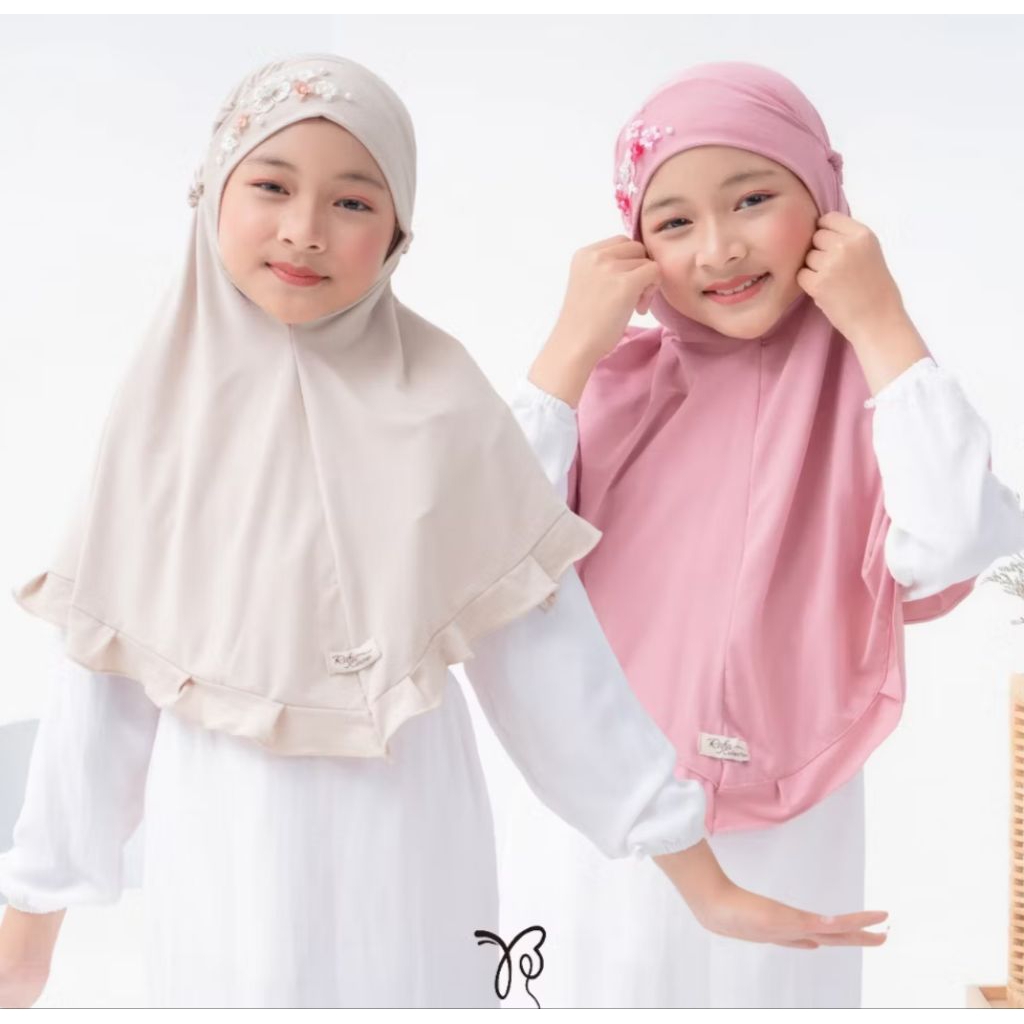 Jilbab Anak Bunga Manik Manik ORIGINAL Rafa Collection
