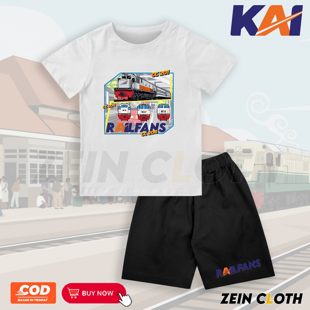 Setelan Kaos Anak KAI / Baju Setelan Anak Lokomotif CC201 CC205 CC202 / Setelan Anak KAI
