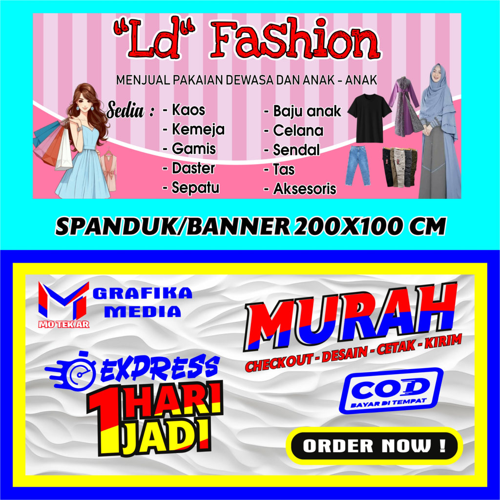 SPANDUK / BANNER JUAL BELI BAJU / JUAL PAKAIAN / TOKO PAKAIAN / TOKO FASHION POSISI LANDSCAPE