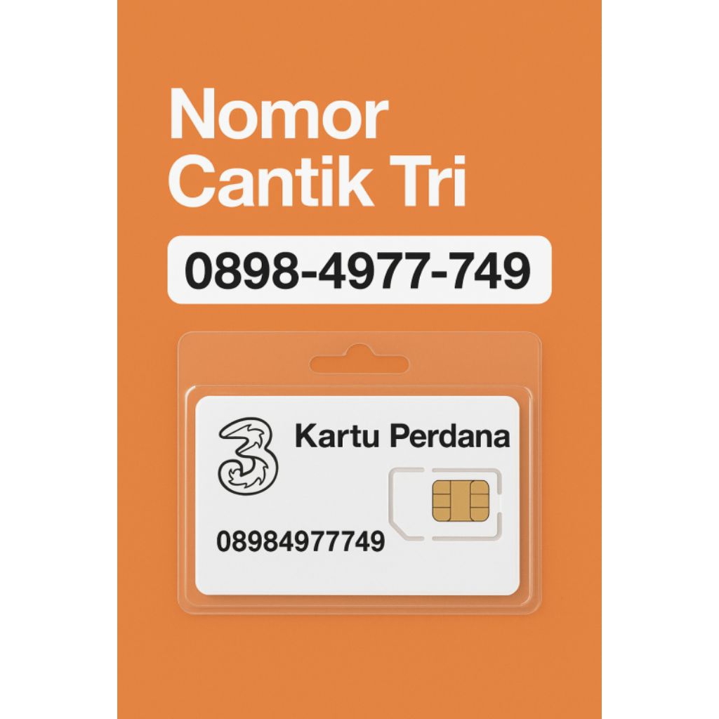 Nomor Cantik Tri 0898-4977-749 | Unik | Repetisi 77 | Kartu Perdana Baru