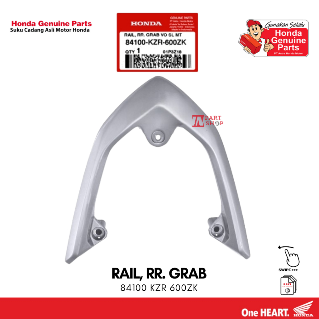 Behel Belakang Silver (Rail RR Grab) - Vario Techno 125 Fi / 84100-KZR-600ZK
