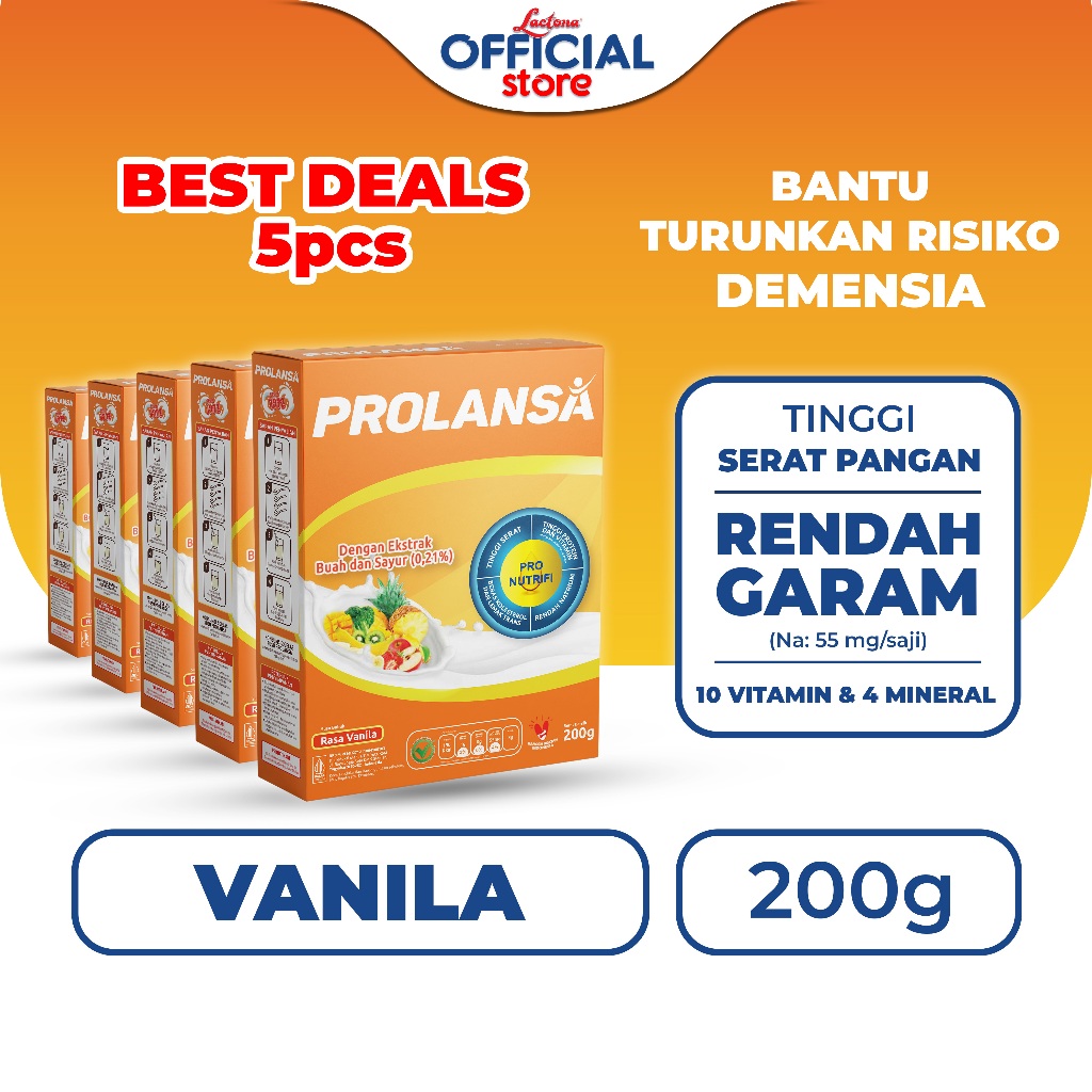 PAKET PROLANSIA Vanila Susu Nutrisi Lansia 200 Gr X 5 Box