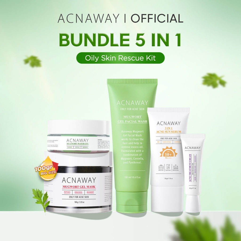 ACNAWAY Bundle 5 in 1 Ultimate Acne Care – Rangkaian Skincare Jerawat Komplit Untuk Semua Jenis Kuli