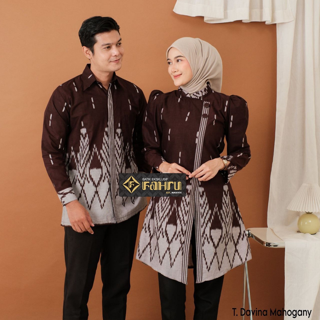 FAHRUBATIK - Motif Batik DAVINA  - Batik Model  TUNIK Janggan PUFF Blus Kemeja Hem - Batik Nyaman Pr