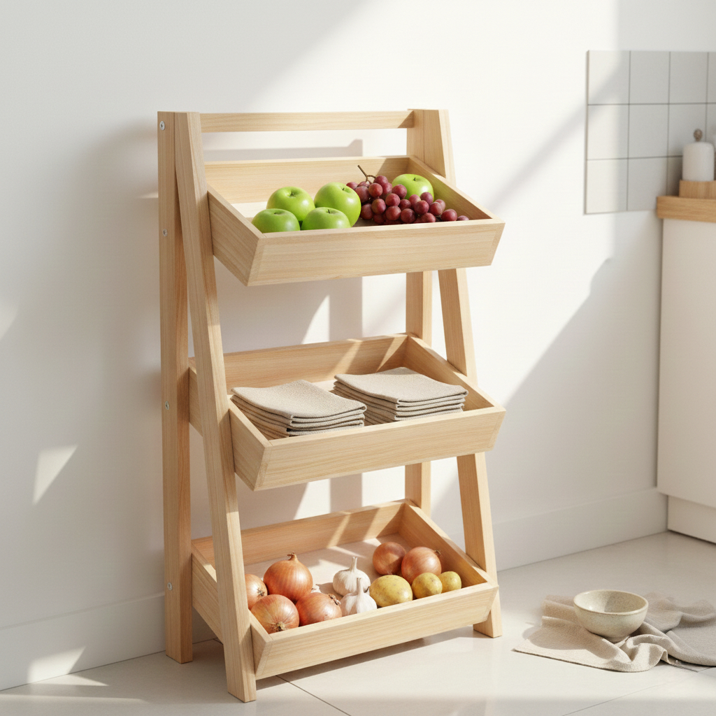 Rak Bumbu Dapur Kayu 3 Susun Rak Bawang Tempat Bumbu Serbaguna Rak Dapur Susun