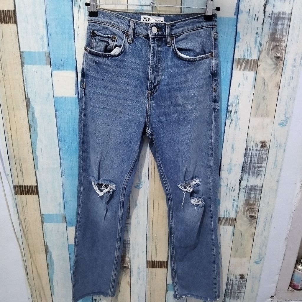 celana jeans Zara ripped HW original