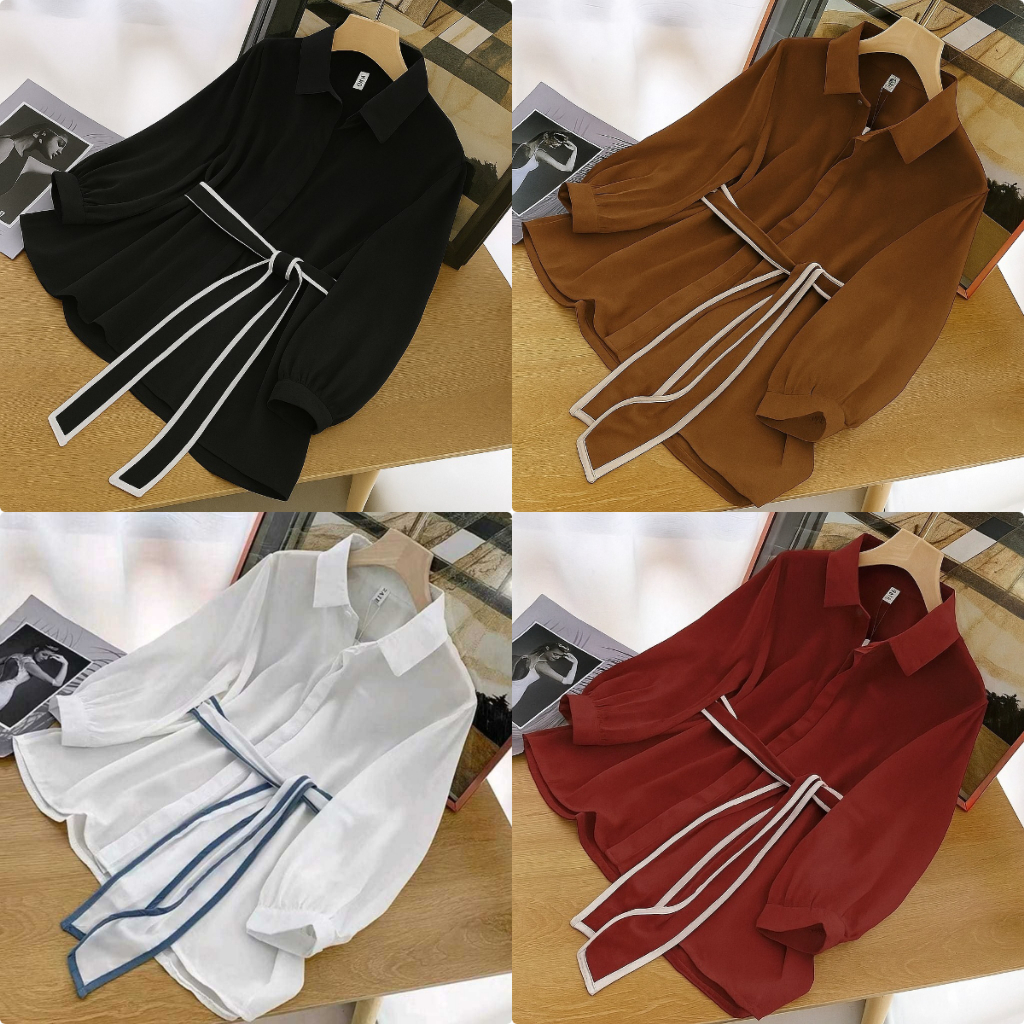 ADF - Femes Mika Shirt Top Atasan Mutia Muslim Wanita Blouse Korean Style