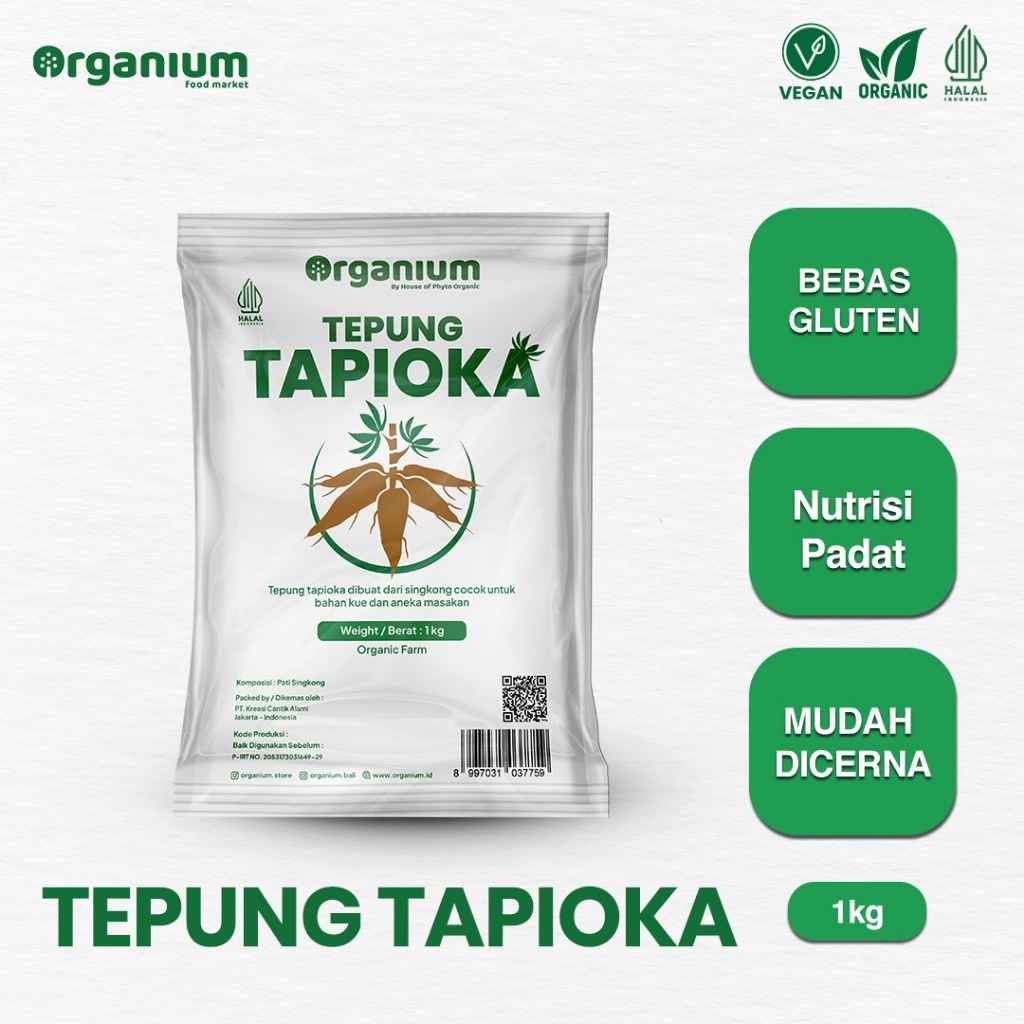 Organium Tepung Tapioka 1kg – Premium Cassava Starch (Gluten-Free & Organik)