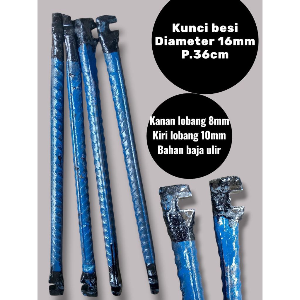 kunci besi diameter 16 / baja ulir / untuk besi 8 dan 10mm