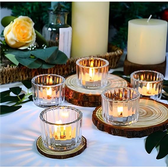 Tempat Lilin Kristal Bening Model Bulat Dekorasi Bahan Kaca Murah