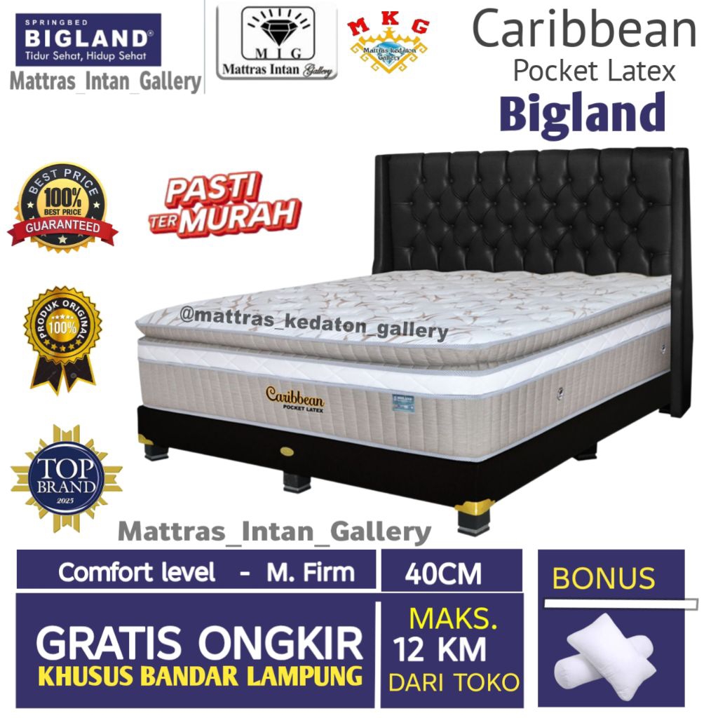 Bigland Caribbean Pocket Latex T40Cm medium firm - kasur springbed big land bandar lampung