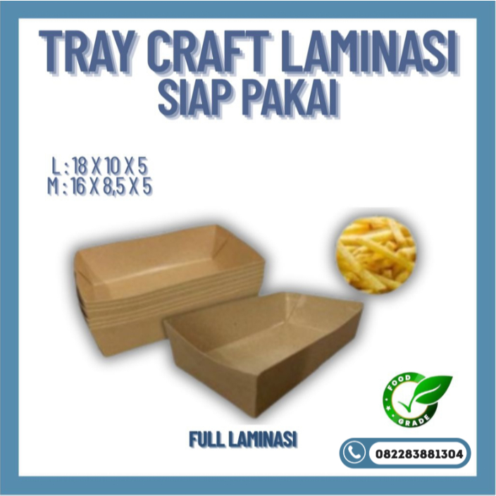 DUS LUNCH BOX PAPER TRAY CRAFT UK : M : 16X8,5X5CM / L : 18X8,5X5CM / SIAP PAKAI LAMINASI- WADAH TAN