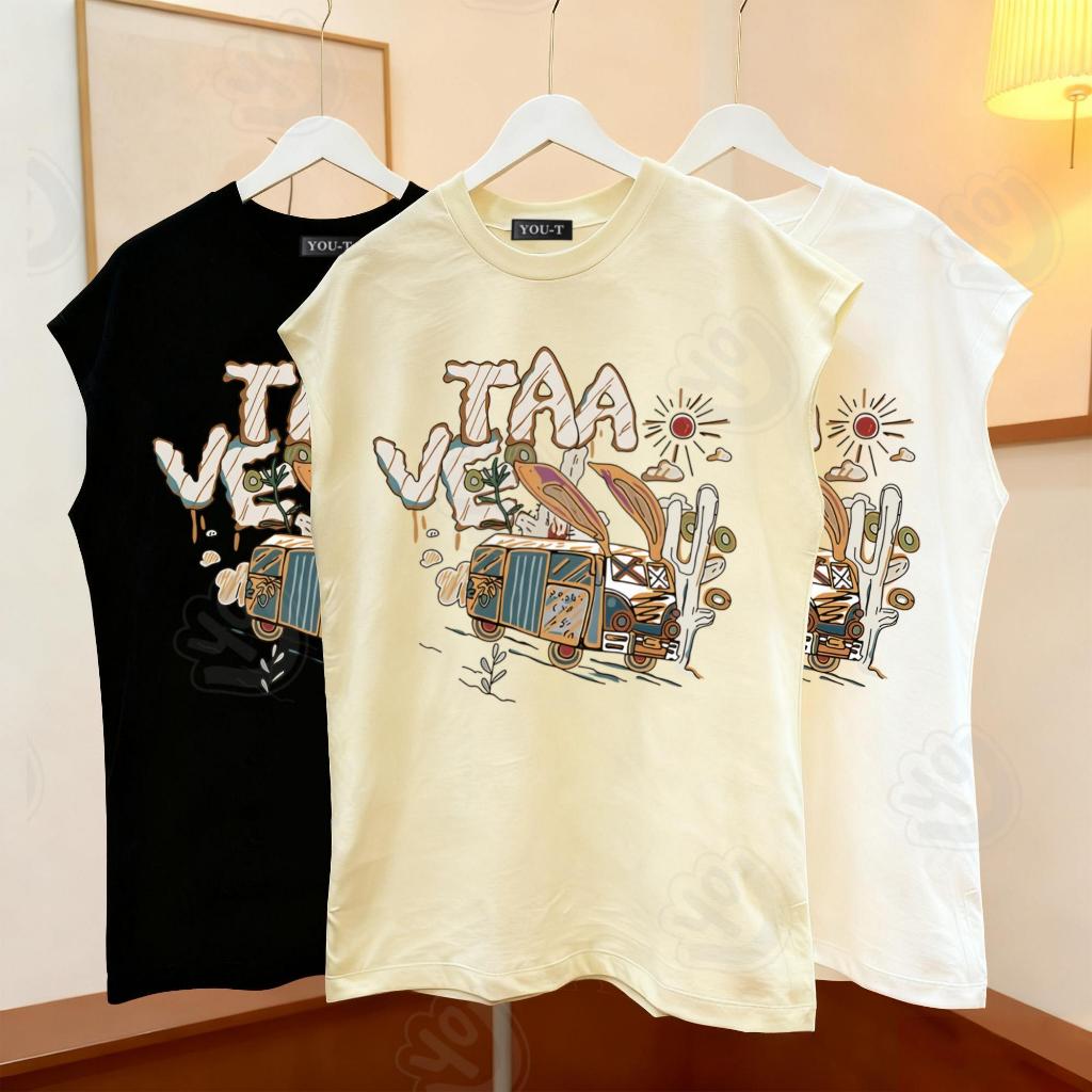 BASIQUE- "TAAVE"/Kaos atasan wanita korea style/baju oversize Premium Tanpa Lengan/atasan katun bang