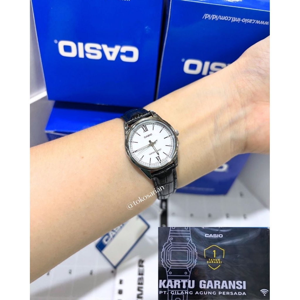 Jam Tangan Casio LTP-V005L Tali Kulit Analog Untuk Wanita