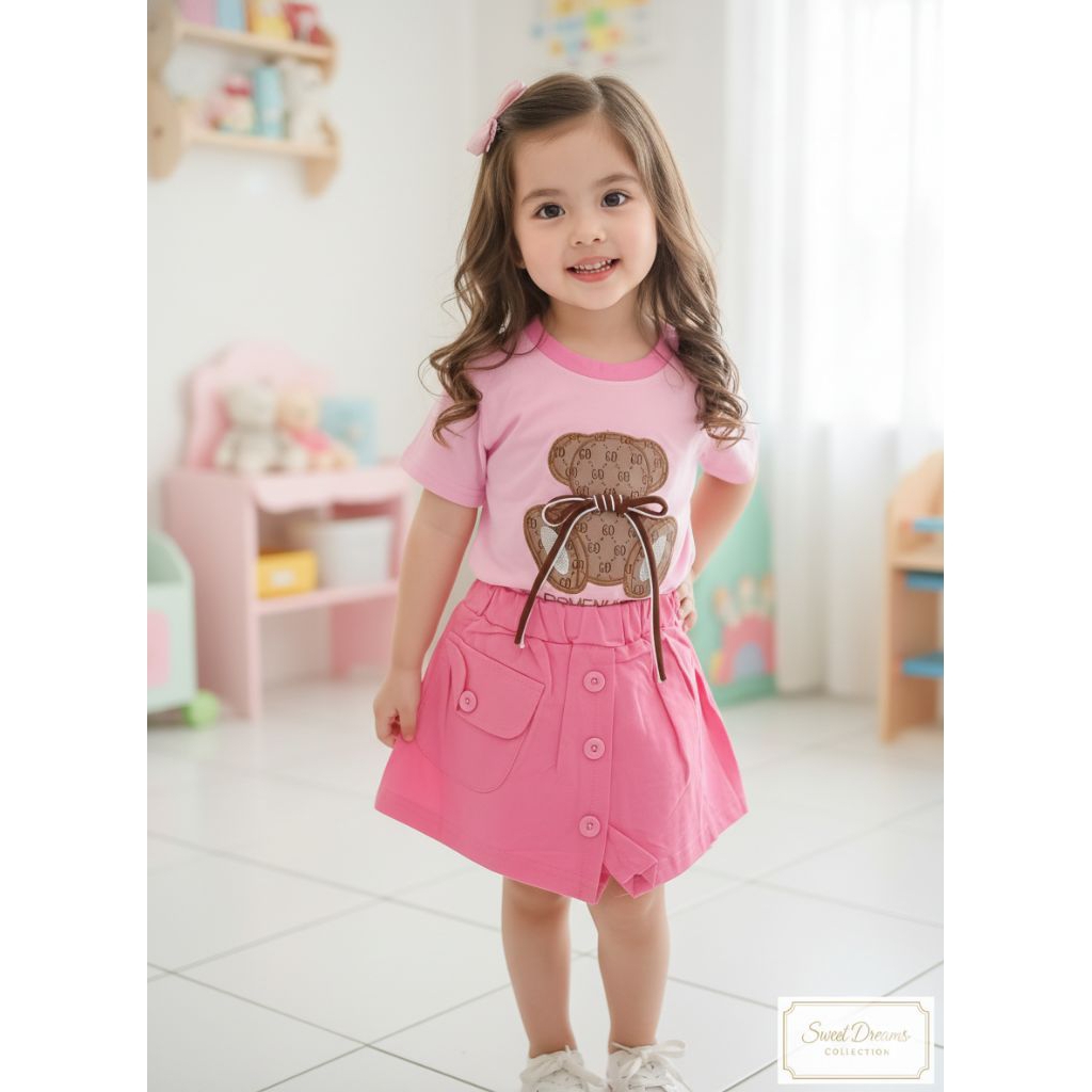 XY KIDS//SETELAN HOTPANS IMPORT ANAK PEREMPUAN/SETELAN HOTPANS PREMIUM ANAK PEREMPUAN/SETELAN ROK CE