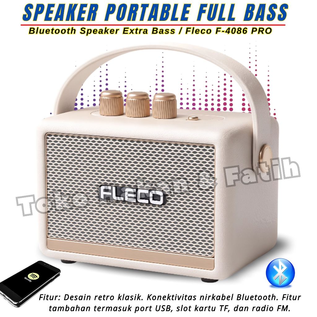 Terbaru~Bluetooth Speaker Portable FLECO F-4086 PRO , Wireless Speaker Memiliki Fitur / Bluetooth / 