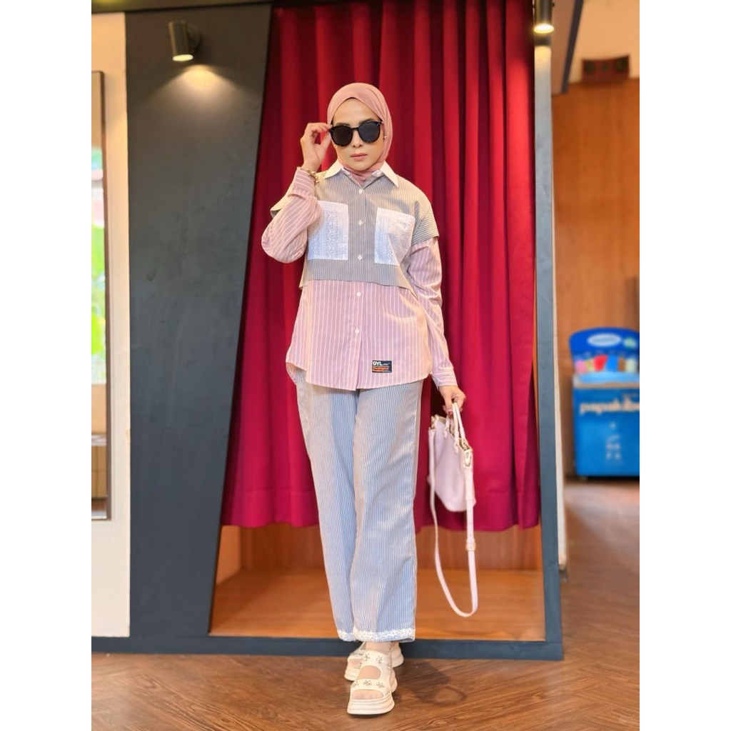 GYL Set kemeja Stripe - Set Salur By GYL