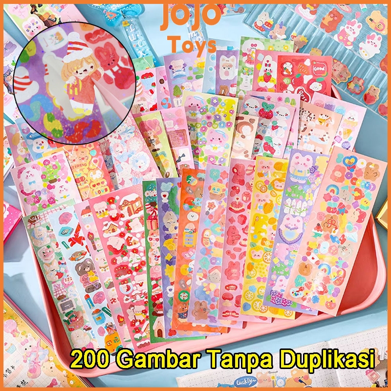JOJO 200 lembar/100 lembar/60 lembar Berbagai Kartun Shiny Stiker Set Mahasiswa Hias DIY BahanStiker