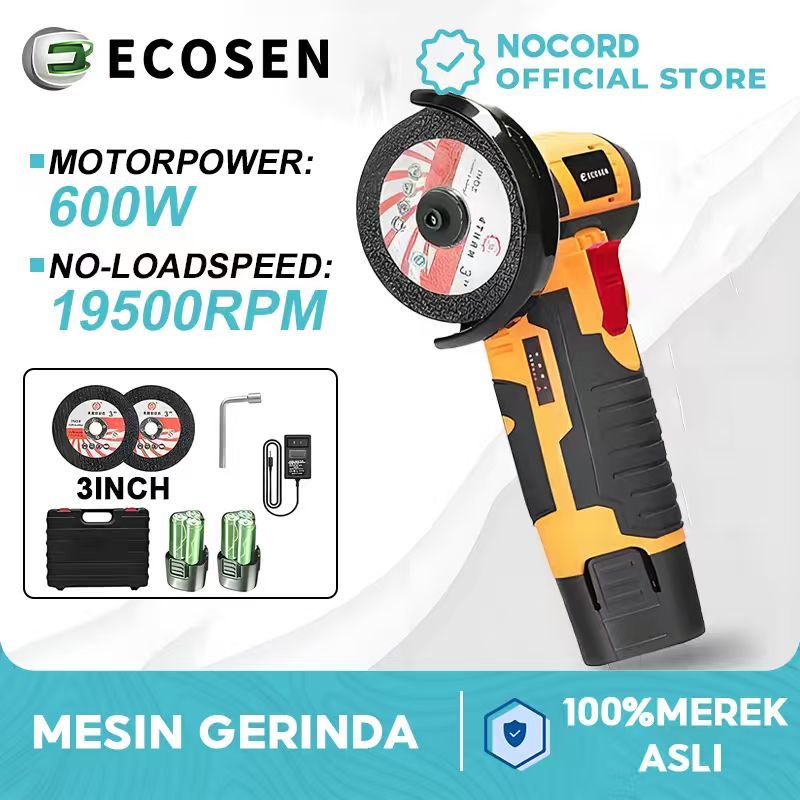 NOCORD Mesin Gerinda Tangan Elektrik Gerinda Baterai Portable Alat Pemotong / Portable Angle Grinder