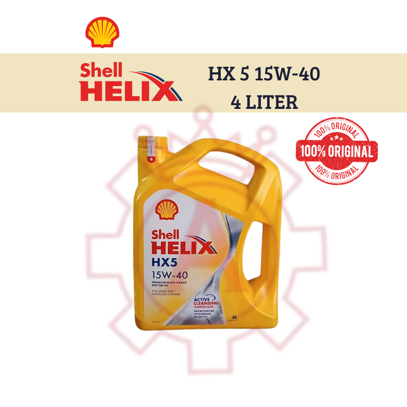 OLI MESIN MOBIL SHELL HELIX HX5 SAE 15W-40 4 LITER BENSIN DAN DIESEL ORIGINAL