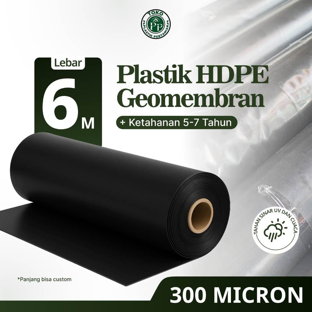 GEOMEMBRAN HDPE TEBAL 300 MICRON LEBAR 6 METER