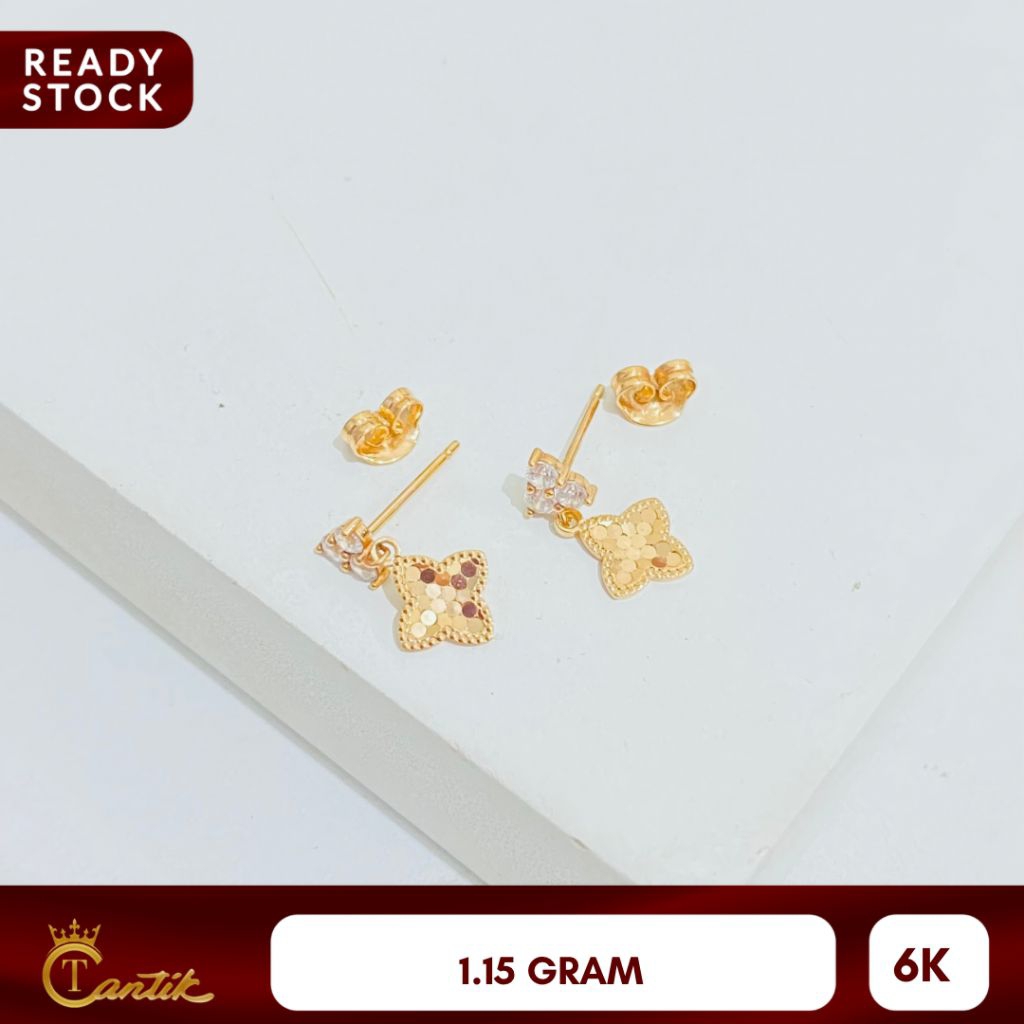 ANTING PERHIASAN WANITA MODEL KENOT TUSUK MATA BINTANG KADAR 6K