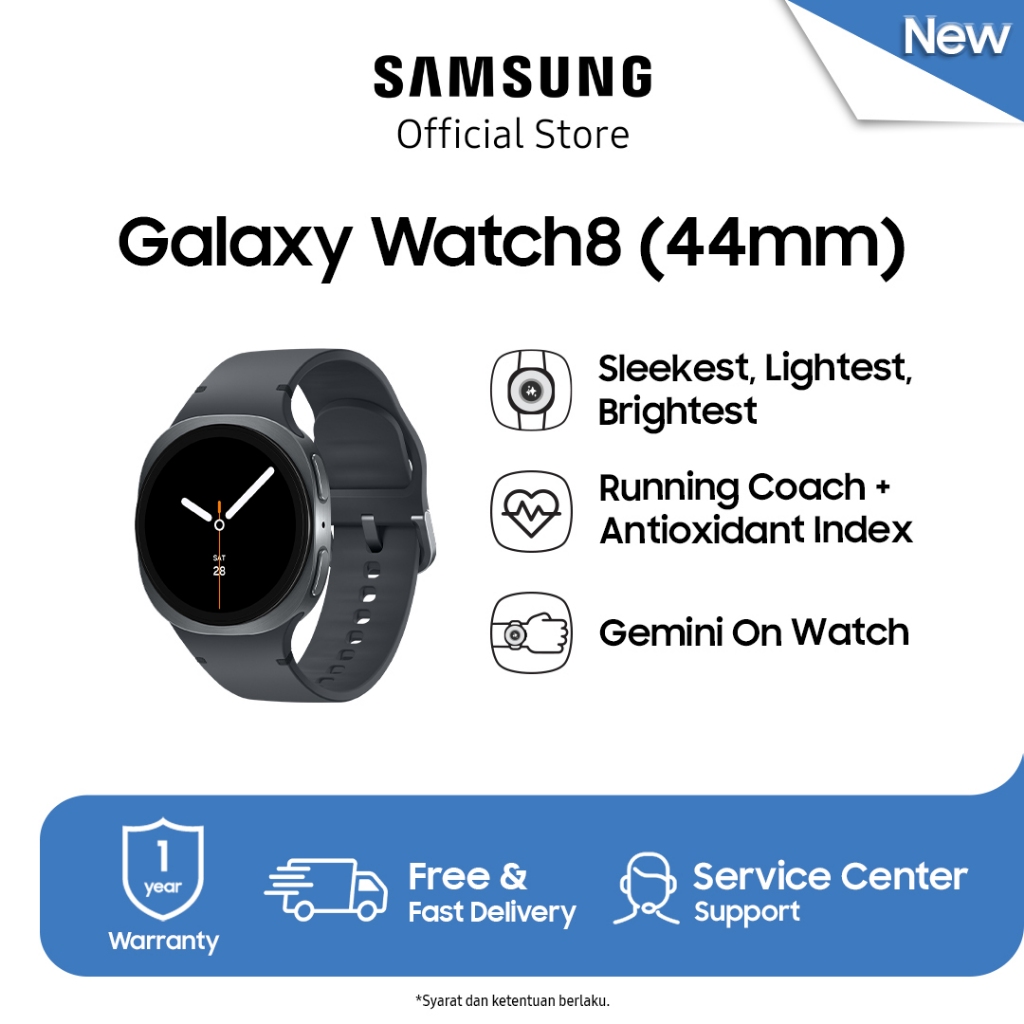 Samsung Galaxy Watch8 44mm - Graphite | Bluetooth | Smart watch AI | Prosesor 3nm | Sleep Coaching
