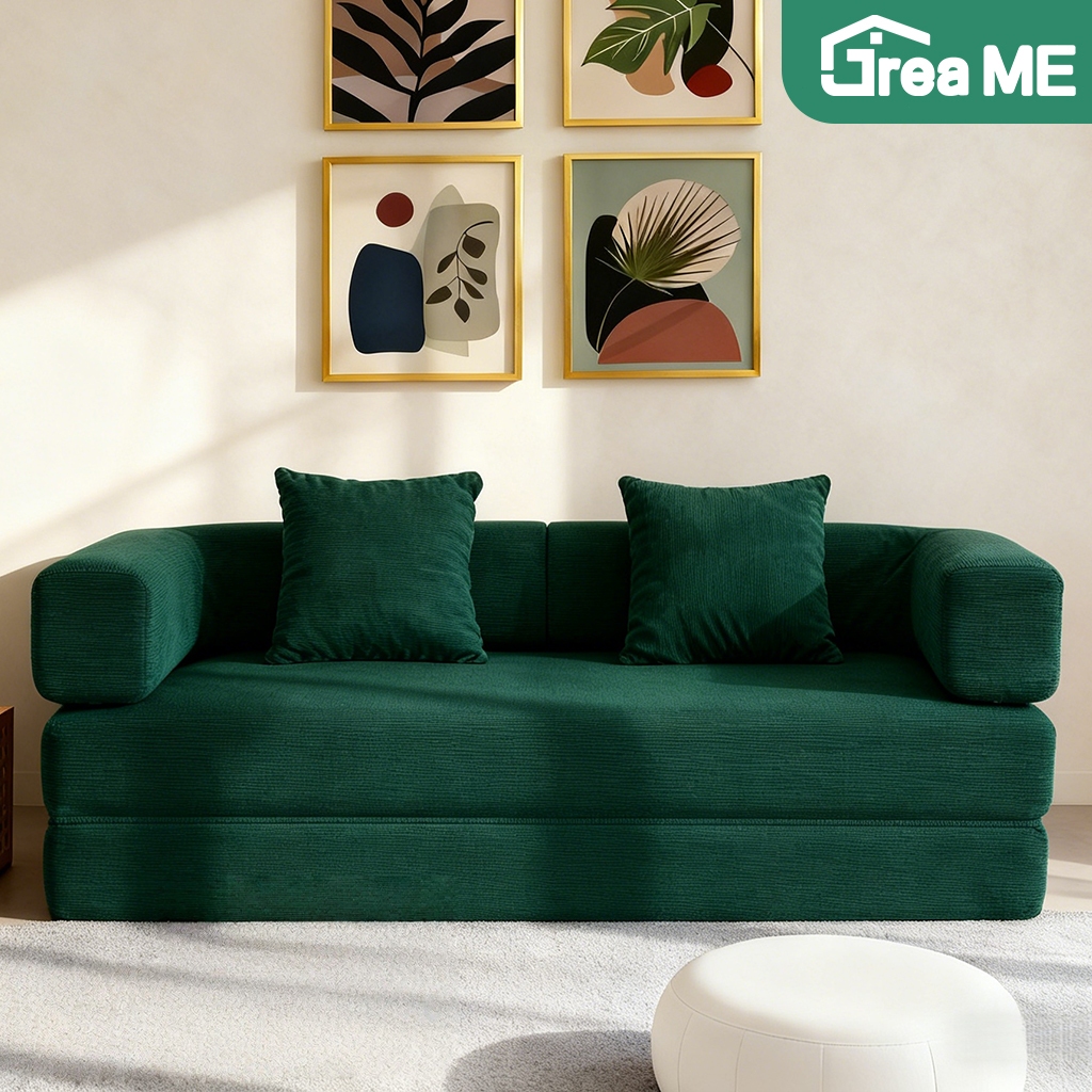 Sofa Ruang Tamu Lipat Minimalis 3 Kursi Bahan Vacuum Anti Bau, Rangka Kuat & Sandaran Bisa Dilepas S