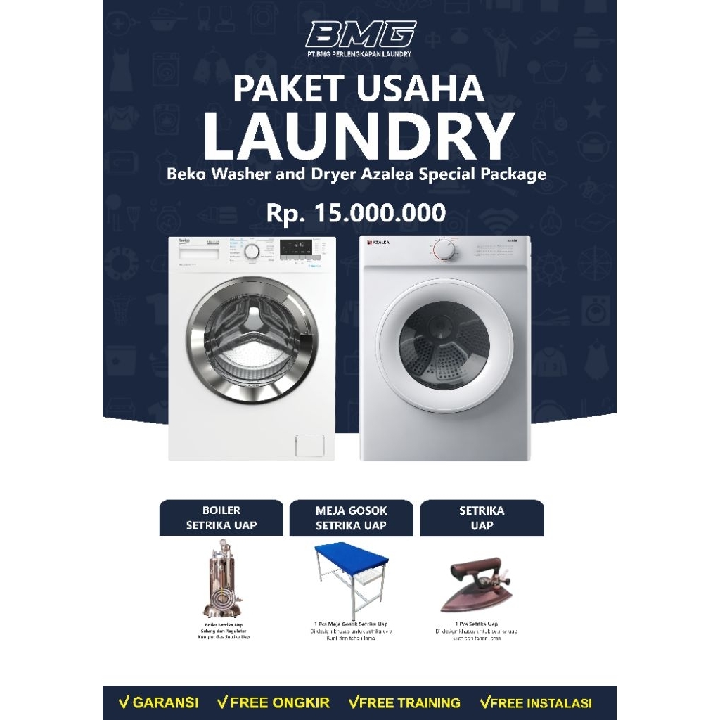 PAKET USAHA LAUNDRY KILOAN/ WASHER BEKO-DRYER AZALEA
