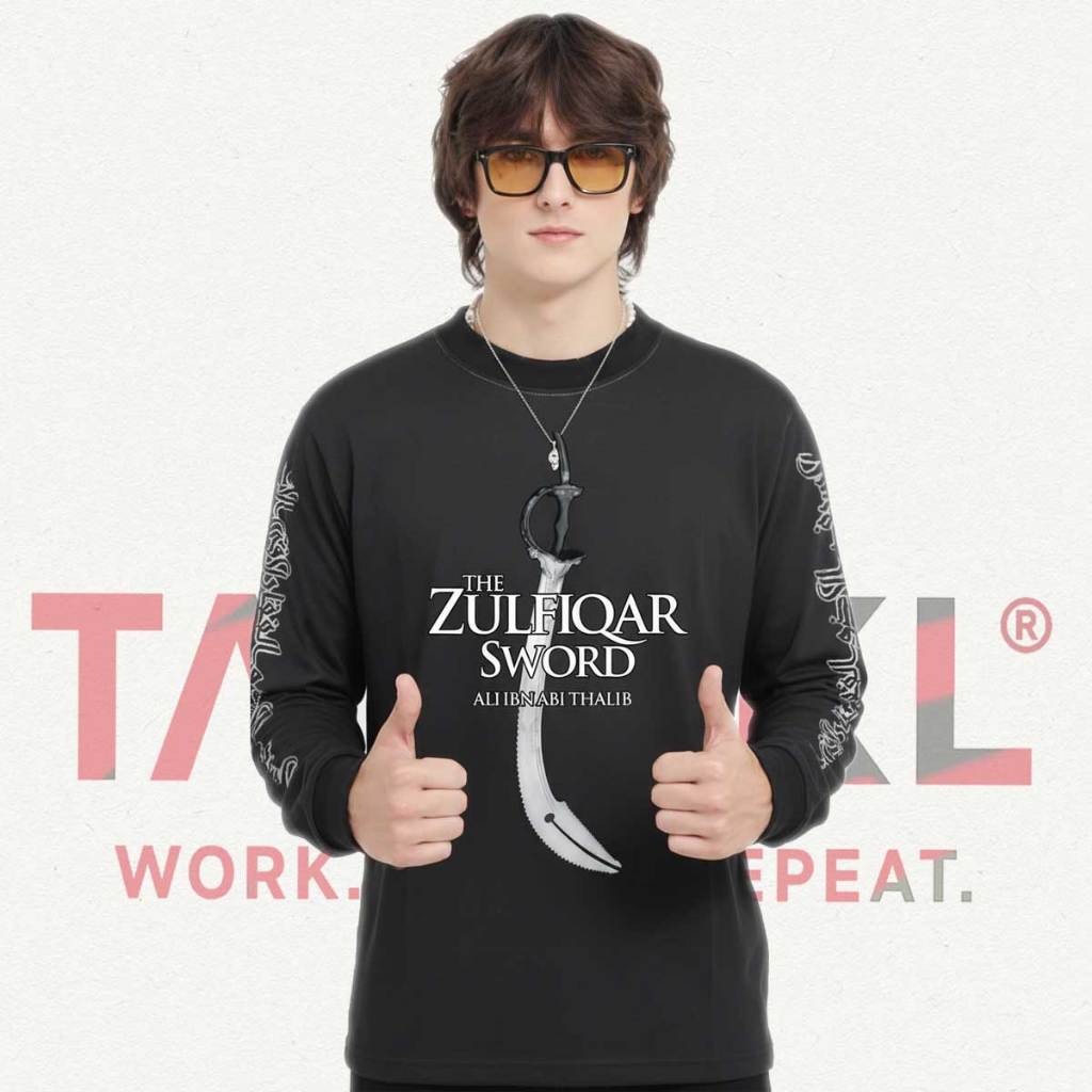 Kaos Dakwah Pria Lengan Panjang Exclusive Muslim Zulfikar Ali Bin Abi Thalib