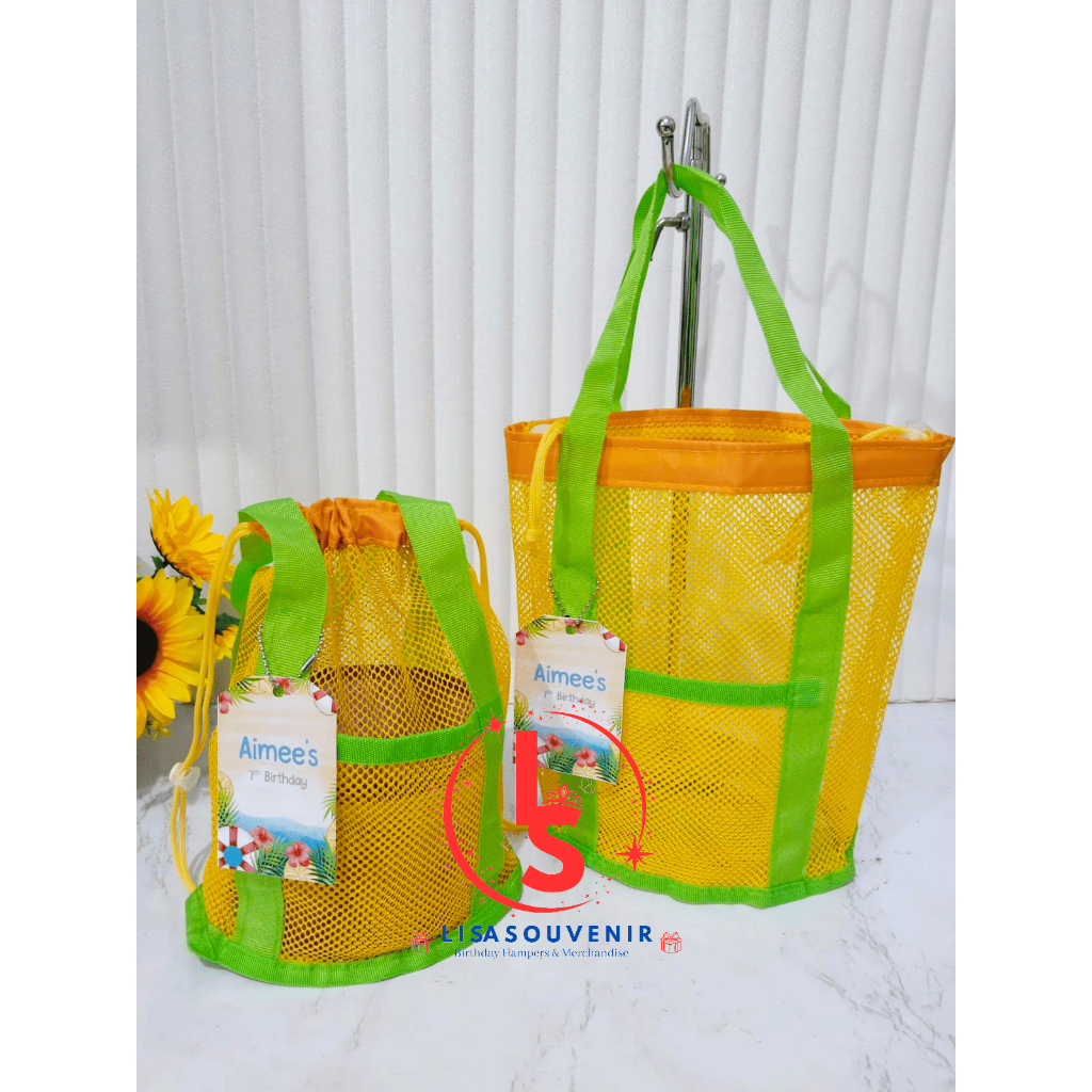BEACH BUCKET TAS JARING SOUVENIR BAG ULANGTAHUN GOODIEBAG ULTAH