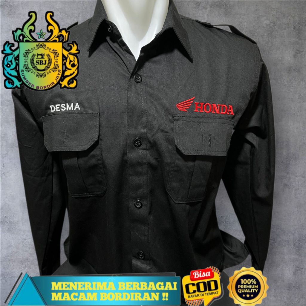 KEMEJA SERAGAM HONDA KEMEJA HONDA FREE BORDIR NAMA FULL BORDIR KOMPUTER