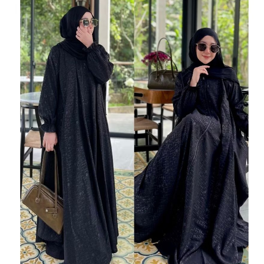 Abaya Wolfis Hitam Mewah Elegan Simpel Kekinian Terbaru 2026 Abaya Full Sleting Model Gaun Gamis Aba